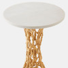 Global Views Filamento Side Table - Gold Leaf & White Marble