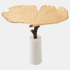 Global Views Ginkgo Leaf Side Table - Gold Leaf & White Marble