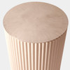Global Views Camille Side Table - White Bronze & Ivory Leather