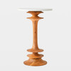 Global Views Oasis Medium Side Table - Natural Oak & White Marble