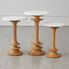 Global Views Oasis Medium Side Table - Natural Oak & White Marble