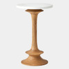 Global Views Oasis Small Side Table - Natural Oak & White Marble