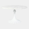 Global Views Cassian Flute 48" Dining Table - Marble & White