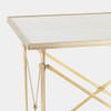 Global Views Rectangular Directoire Table - Brass & White Honed Marble
