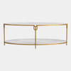 Global Views Harrington Oval Coffee Table - Gold Iron & Honed White Marble