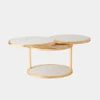 Global Views Eclipse Cocktail Table - Dawn Gold Leaf & Banswara Purple Marble