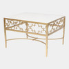 Global Views Nikos C-Fret Cocktail Table - Gold & White Marble