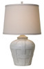 Thumprints Seagrove 18" Distressed White Matte Table Lamp with Natural Shade