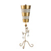 Lucas + McKearn Tivoli 38" Table Lamp in Gold Leaf with Cream Striped Stem, Cut Glass Accents and Inverted Cone Shade