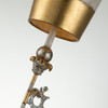 Lucas + McKearn Tivoli 38" Table Lamp in Gold Leaf with Cream Striped Stem, Cut Glass Accents and Inverted Cone Shade