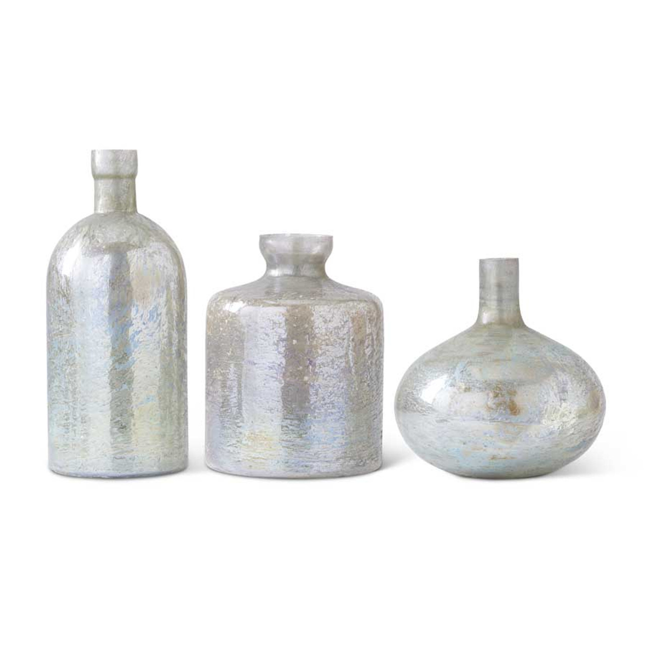 Set Of 3 Glass Containers With Decorative Metal Lids - K&K Interiors