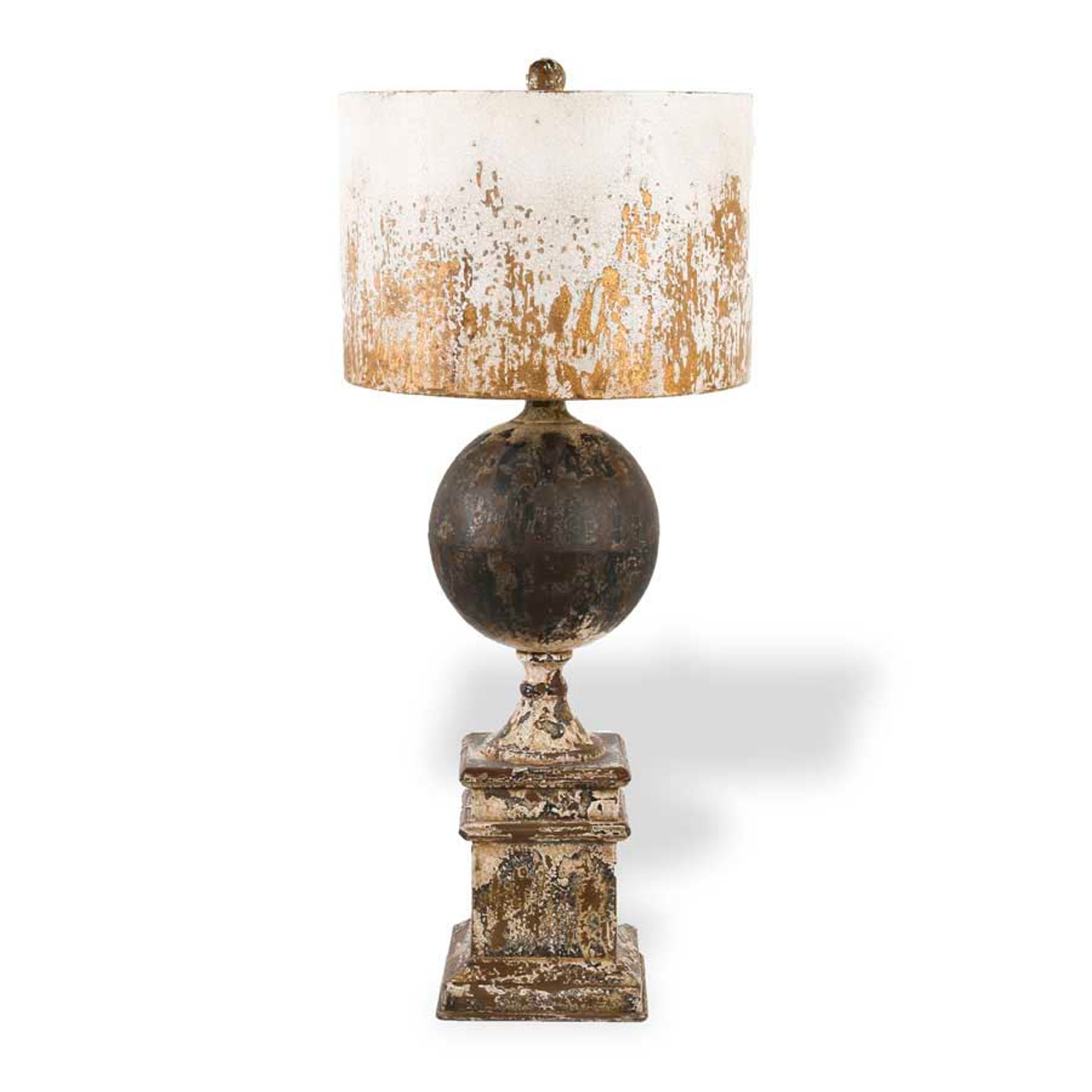 28 Inch Distressed Metal Square Base Lamp