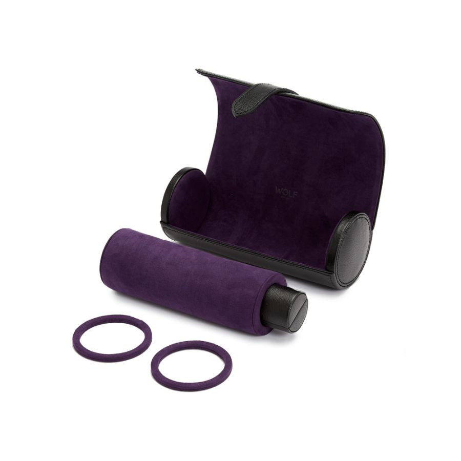 WOLF Black and Purple Watch Roll Wolf Blake Triple Watch Roll - Black/Purple 305028  main image 2