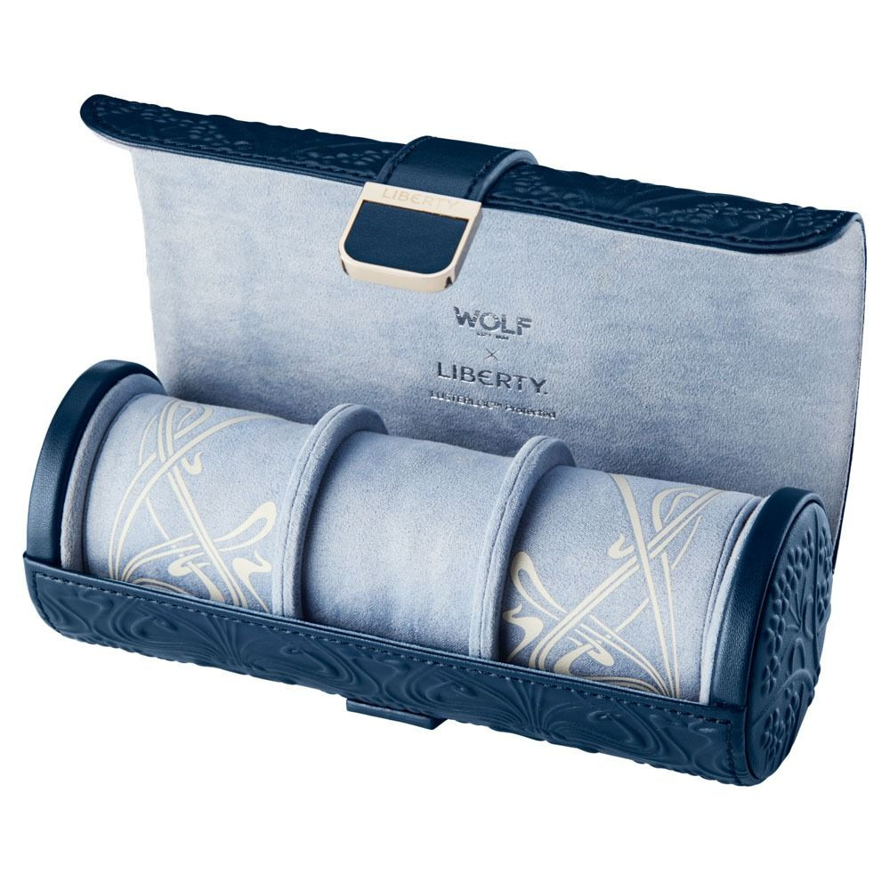 WOLF x Liberty Lanthe Triple Watch Roll in Burgundy Embossed Design, 381527 Wolf Year of the Dragon Triple Watch Roll | WATCH CARRY  main image 4