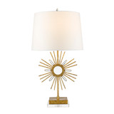 Sun King Buffet Table Lamp in Distressed Gold and Crystal By Lucas McKearn