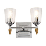 Vetiver 2 Light Vanity Light in Silver with Gold Accents