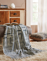 Print Patchwork Throw in Blue by India's Heritage