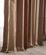 Emory Striped Faux Silk Curtain in Cocoa Brown by Ellora Casa by India's Heritage