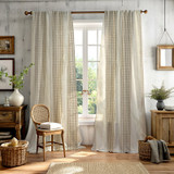 Jute Grid Cotton Curtain in Ivory by Ellora Casa by India's Heritage