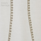 Pompom Motif Linen Cotton Embroidered Curtain in Ivory by Ellora Casa by India's Heritage