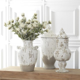 K&K Interiors Set of 3 White Glazed Terracotta Vases K&K Interiors Set of 3 White Glazed Terracotta Vases