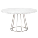 Essentials For Living - Turino 54' Round Dining Table Carrera Top in White Carrera Marble