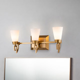 Lemuria 3 Light Bath Bar in Lacquered Gold By Lucas + McKearn Lemuria 3 Light Bath Bar in Lacquered Gold By Lucas + McKearn