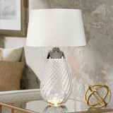 Large Lena Table Lamp in Smoke With Off White Satin Shade By Lucas + McKearn Large Lena Table Lamp in Smoke With Off White Satin Shade By Lucas + McKearn