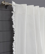 Bohemian Frayed Linen Curtain in White by Ellora Casa by India's Heritage
