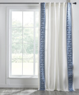 Hallmark Linen Embroidery Curtain Ivory Navy by Ellora Casa by India's Heritage