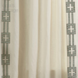 Hannah Geometric Border Curtain in Vanilla Mosaic Blue by Ellora Casa by India's Heritage