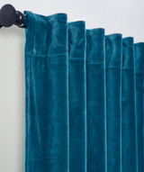 Stella Plush Cotton Velvet Curtain in Teal Blue by Ellora Casa by India's Heritage