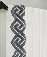 Windsor Velvet Bordered Curtain in White Grey by Ellora Casa by India's Heritage