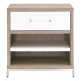 Essentials For Living - Wrenn 1-Drawer Nightstand Natural Gray Acacia, Matte White, Brushed Stainless Steel Essentials For Living - Wrenn 1-Drawer Nightstand Natural Gray Acacia, Matte White, Brushed Stainless Steel