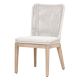 Essentials For Living Mesh Dining Chair in White Speckle Flat Rope, Performance White Speckle, Natural Gray Mahogany (Set of 2)