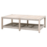 Essentials For Living Wrap Outdoor Coffee Table in Taupe & White Flat Rope & Gray Teak