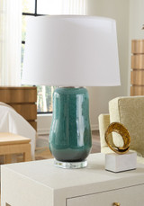Villa & House - Savannah Lamp with Shade 17-inch White Linen, with Nickel Villa & House - Savannah Lamp with Shade 17-inch White Linen, with Nickel