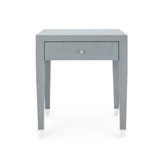 Villa & House Claudette 1-Drawer Side Table - Washed Winter Gray & Nickel