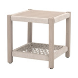 Essentials For Living - Wrap Outdoor End Table in Oat Flat Rope, Washed Ever Teak