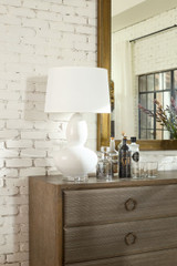 Villa & House Lisbon Lamp with Shade 17-inch White Linen, with Nickel, Alpine Gleam Villa & House Lisbon Lamp with Shade 17-inch White Linen, with Nickel, Alpine Gleam