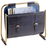Granville Magazine Rack in Blue & Antique Brass by Cyan Design Granville Magazine Rack in Blue & Antique Brass by Cyan Design