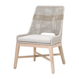 Essentials For Living - Tapestry Outdoor Dining Chair in Taupe & White Flat Rope, Taupe Stripe, Performance Pumice, Gray Teak (Set of 2)