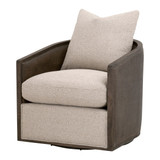 Essentials For Living - McGuire Swivel Club Chair in LiveSmart Gellar-Jute, Matte Brown Oak & Cane