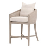 Essentials For Living - McGuire Counter Stool in LiveSmart Gellar-Linen, Natural Gray Oak & Cane