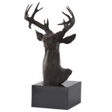 20 Inch Bronze Deer Bust Sculpture By K&K Interiors 20 Inch Bronze Deer Bust Sculpture By K&K Interiors