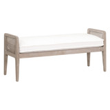  Essentials For Living - Leone Bench in LiveSmart Peyton Pearl, Natural Gray Oak, Cane