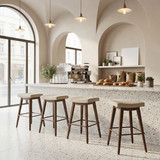 Zuo Modern Divat Counter Stool (Set of 2) Beige & Walnut