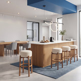 Zuo Modern Nade Barstool (Set of 2) Beige & Walnut