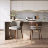 Zuo Modern Brew Counter Stool Beige & Walnut