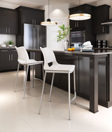 Zuo Modern Ace Counter Stool (Set of 2) White & Silver